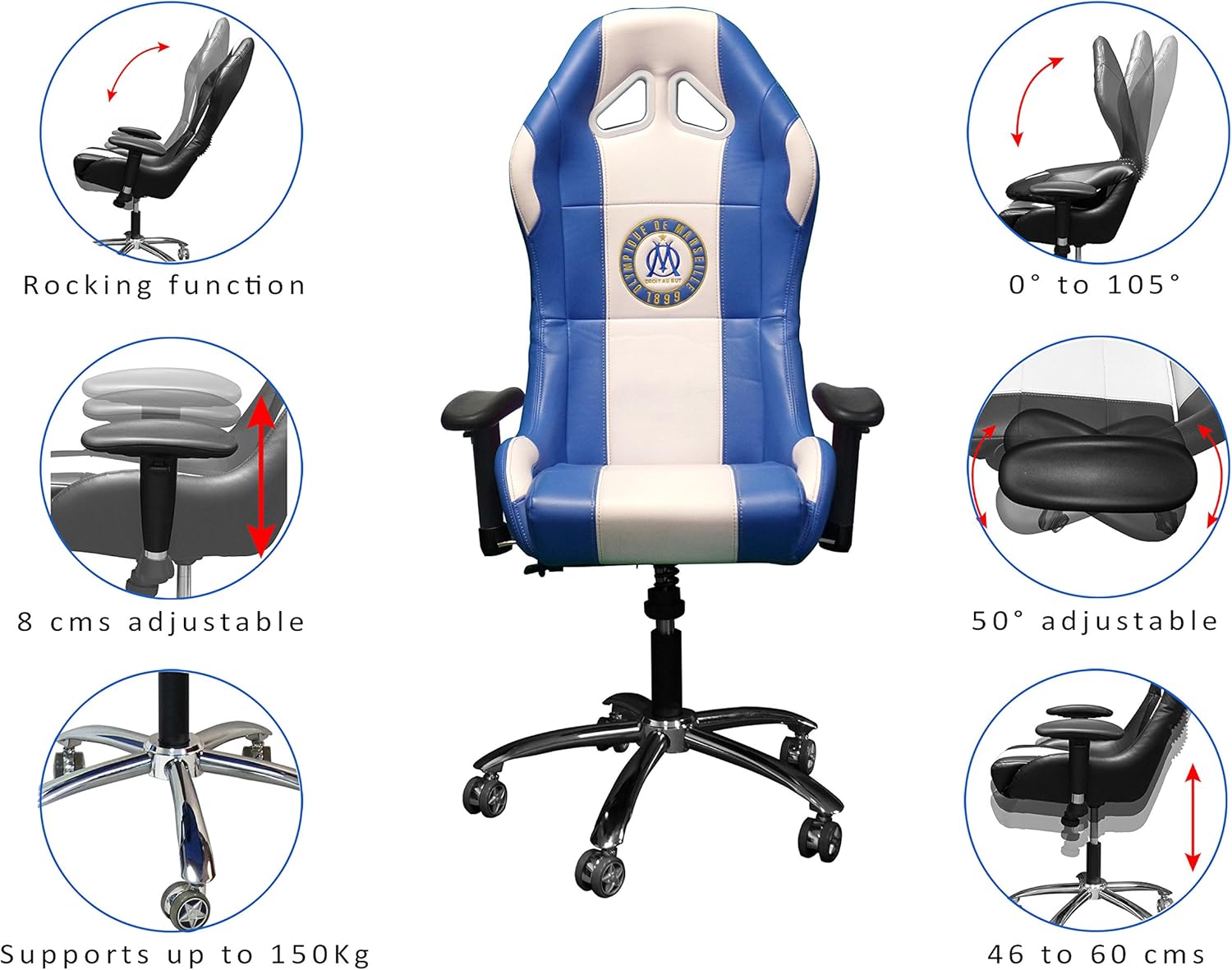 Siege De Jeu Bureau Licence Officielle Olympique De Marseille Amazon Fr High Tech