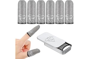 Heclia 6PCS Gaming Sleeves, Extremely Thin Breathable 0.3mm Silver Fiber Thumb Sleeves for Mobile Gaming, Anti Sweat Touchscreen Dedales Gamer Finger Cover Thumb Sleeve for Phone Tablet Devices