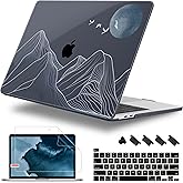Lepeoac Case for MacBook Pro 13 inch with/Without Touch Bar (2016-2022, M2 A2338 M1 A2289 A2251 A2159 A1989 A1706 A1708), Hard Shell + Keyboard Cover + Dust Plug Abstract Mountain