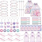 Janinka 62 Pcs Singer Theme Friendship Party Favor Bulk Galentine's Day in My Birthday Era Party Supplies Decoration Pink Purple Bracelet Keychain Sunglass Hair Band Scrunchie Gift for Women Fans