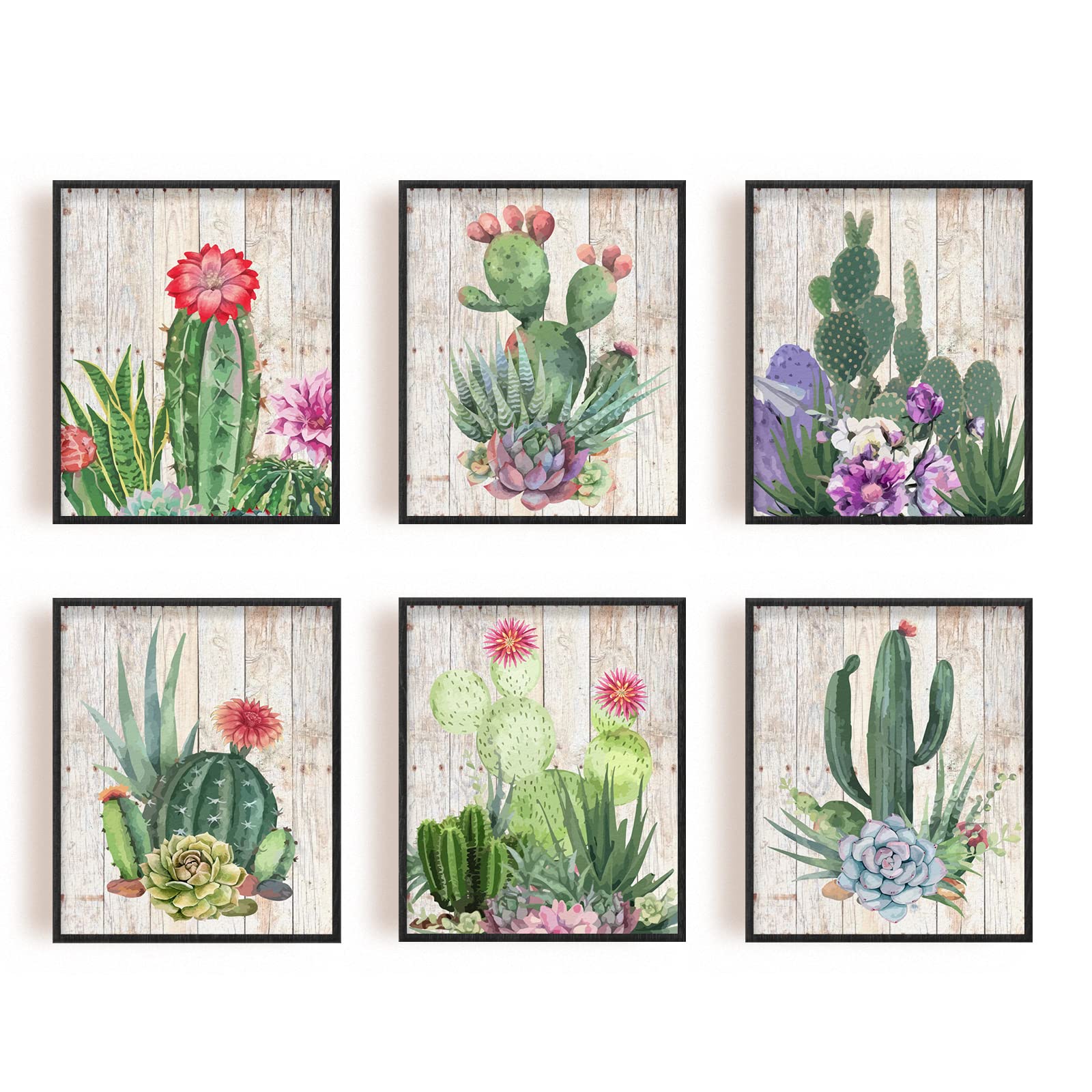 SUPERDANT Succulents Cactus Wall Art Posters Green Plant Canvas Prints Poster Wall Art Succulents Cactus Picture Print Paintings for Bathroom Living Room Bedroom Kitchen Set of 6 Unframed