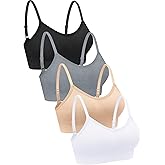 Geyoga 4 Pieces Neck Bralettes Wireless Cami Bra Tank Top Sports Bra for Women Girls