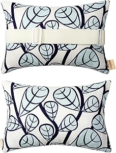 Patio Lounge Head Support Pillow & Cushion,Small Waterproof Throw Pillow with Insert & Adjustable Elastic Stripe for Outdoor Furniture Recliner Chair,Sunbrella Sofa Lumbar,Neck Attachment,2Pack