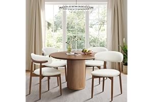 COLAMY Dining Chairs Set of 4, Upholstered Dining Room Chairs with Wood Legs and Anti Slip Pads, Curved Open Back Kitchen Cha