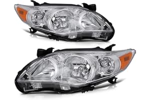 LBRST Headlight assembly Fit For Toyota Corolla 2011-2013 Chrome Housing Amber Reflector Clear Lens Driver and Passenger Side