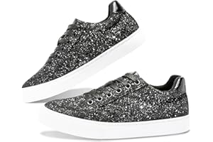 Jeekopeg Glitter Sparkly Fashion Sneakers Shoes Shiny Casual Shoes Bling Sequin Concert Low Cut Lace up Shoes