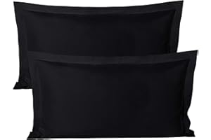 BEDSUM 100% Brushed Microfiber King Pillow Shams Set of 2, Super Soft and Cozy, Wrinkle, Fade, Stain Resistant 20x36 Oxford Pillowcases, 20x36 Inches, Black