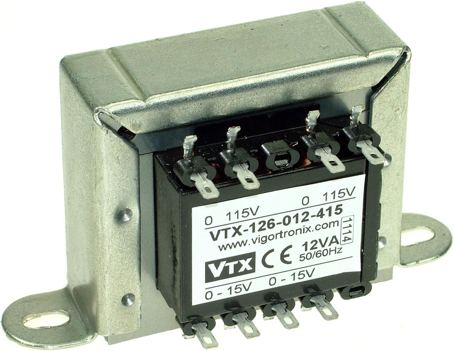 VIGORTRONIX 12 VA Mains Chassis Transformer 0-230 V : 2 x 20 V VTX-126-012-220