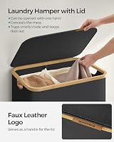 SONGMICS 130L Laundry Basket with Lid 2-Section Collapsible Oxford 600D view 4