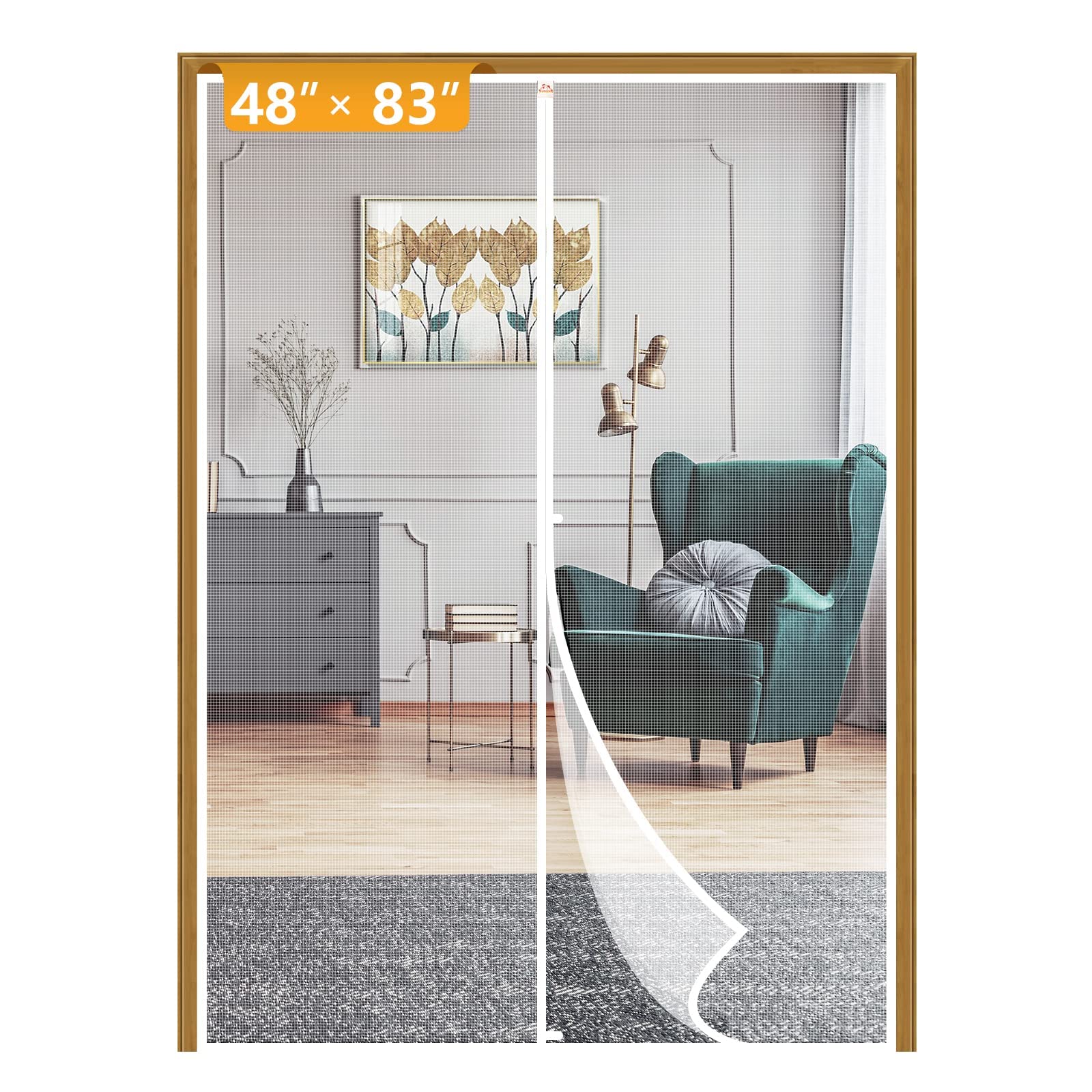 Photo 1 of Yotache Door Net Screen with Magnet Fit Doors 48"x82" to 48"x83", Screen Size 50"x84" Patio French Doors Net Heavy Duty Mesh Pets and Kids Friendly, White