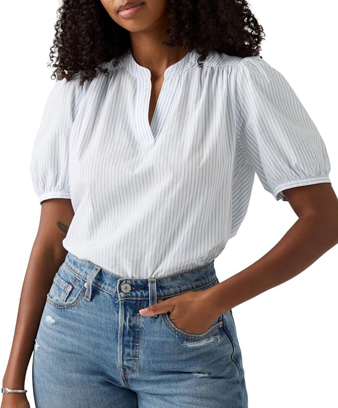 Amelie Blouse Pixie Stripe V2 Blue Yonde