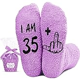 HAPPYPOP Bday Gifts for Women - Fuzzy 36 37 38 39 40 Year Old Birthday Socks for Woman