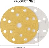 STE BRUAM 50Pcs 150mm 400 Grit Sanding Discs 15-Hole Hook & Loop 6Inch view 2