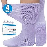 Bulinlulu Extra Width Diabetic Socks Men Women-4 Pairs Wide Edema Sock for Swollen Feet,Non Slip Cast Bariatric Socks 13-15