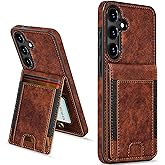 LOHASIC for Samsung Galaxy S25 Plus Case with Card Holder, for Samsung S25 Plus Wallet Case for Men Women with RFID Blocking, Magnetic PU Leather Kickstand Shockproof Case for Galaxy S25+ Plus - Brown