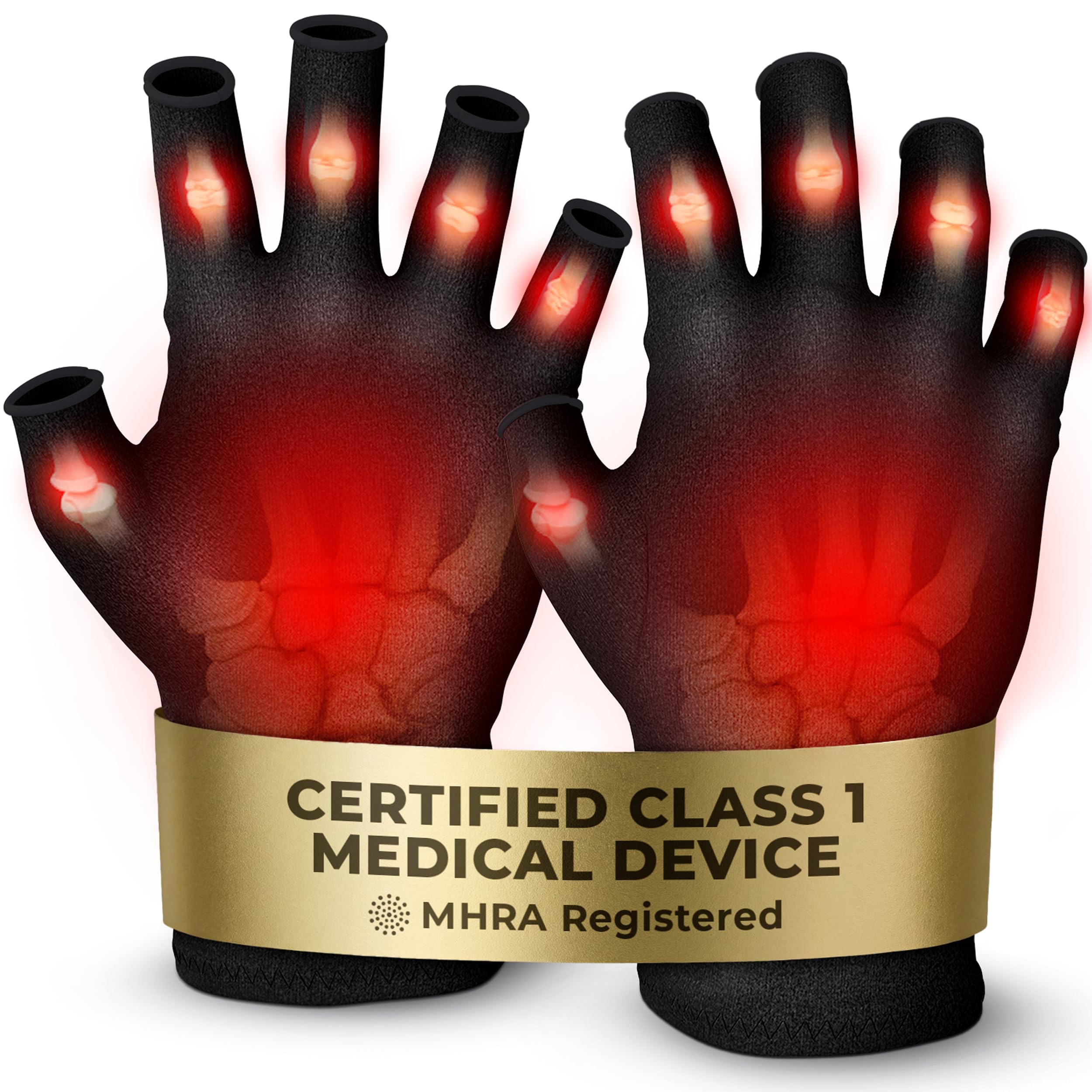 iMedic Arthritis Gloves for Men & Women - Class 1 Medical Device - MHRA Registered – Large Fingerless Compression Gloves for Everyday Use – Relieve Arthritis Pain & Improve Mobility - Black