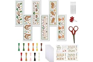 FREEBLOSS 6 Set Cross Stitch Bookmark Kits Farm Animal Stamped Cross Stitch Kit DIY Embroidery Bookmarks Kit for Beginners wi