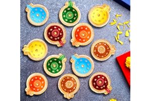 IndoTribe 12Pc Diwali Diyas For Decoration Diwali Decorations For Home Diwali Lights Diwali Decor Diwali Diya Diwali Candle Diwali Gifts For Friends Clay Diya For Diwali Tea Lights Candles Diwali Diya