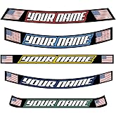 Personalized Helmet Visor Strips Vinyl Decal Sticker - Waterproof, Durable Custom Name Sticker for Helmet Visor Cover, Set of 4 - Printed in USA (Block)