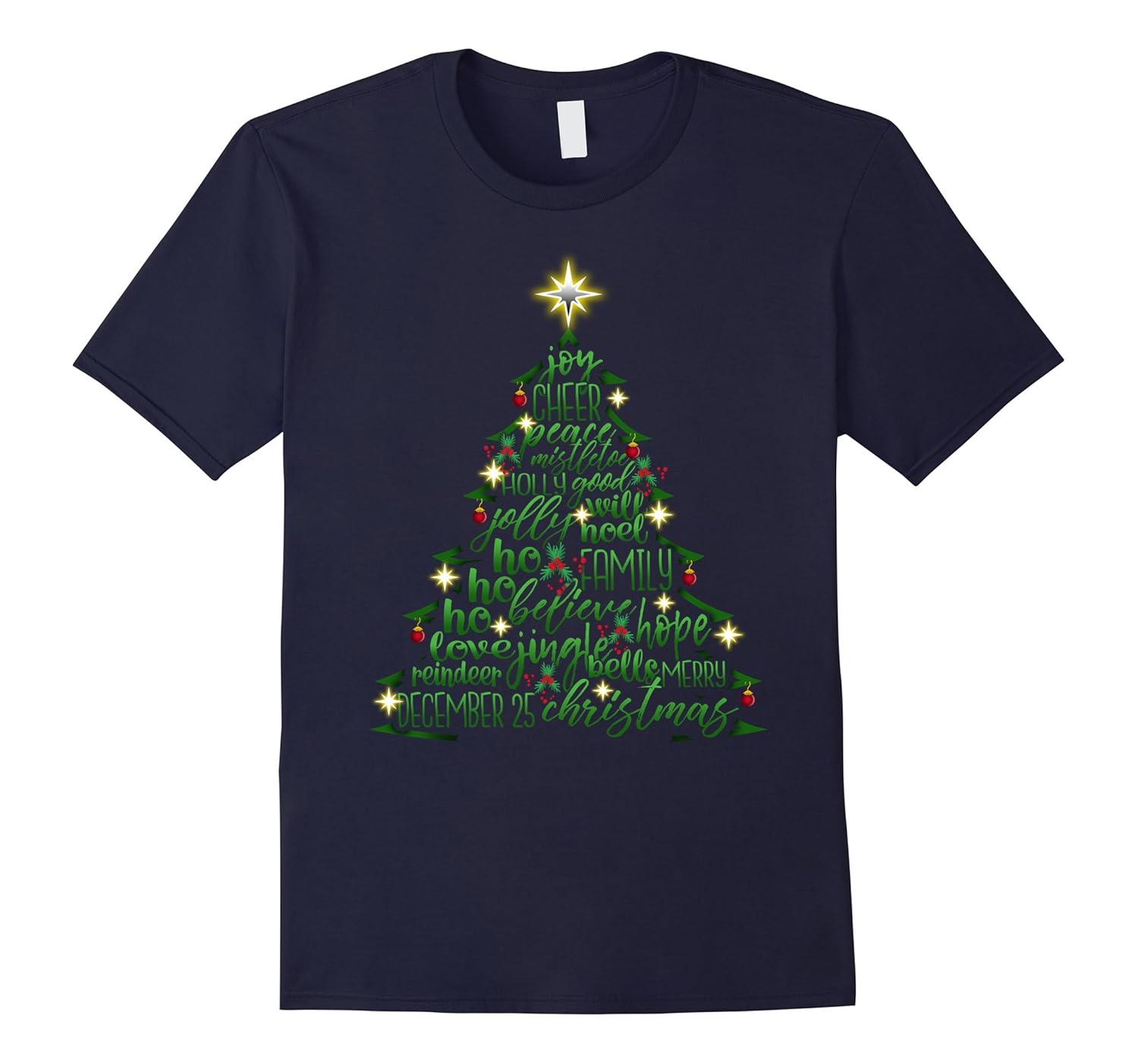 Christmas Tree Word Design Costume T-Shirt-Rose