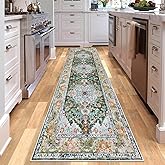 U'Artlines 2.6' x 8' Boho Hallway Runner Rug, Non Slip Washable Vintage Farmhouse Accent Area Rug Carpet for Kitchen Entryway Laundry and Living Room (Green)
