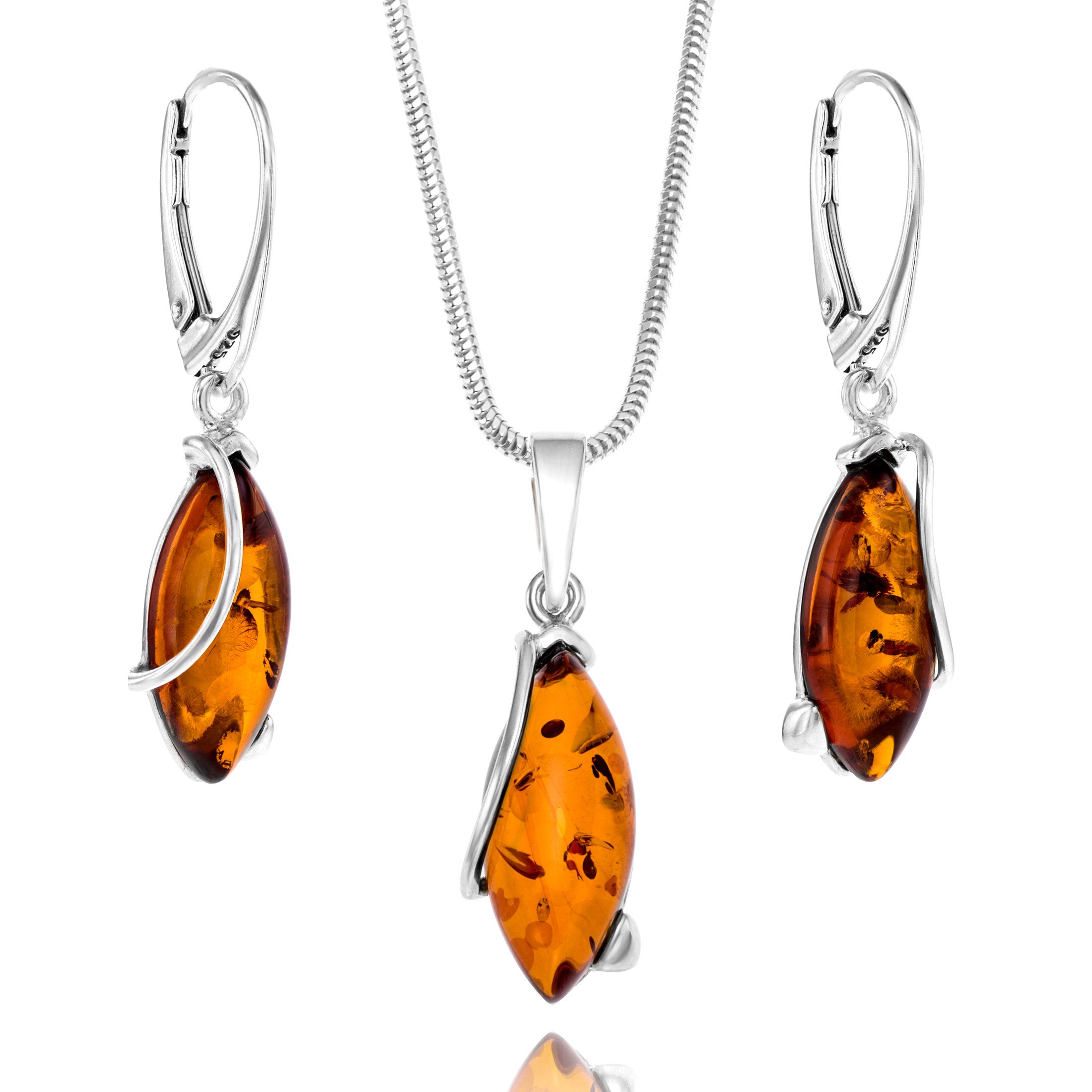 Copal Womens Jewelry Set With Amber And 925 Sterling Silver Featuring Adjustable Chain
