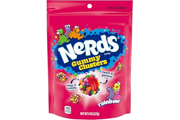NERDS Gummy Clusters, Candy, Rainbow, Crunchy and Gummy, Back To School Sweet Treat, 8 oz