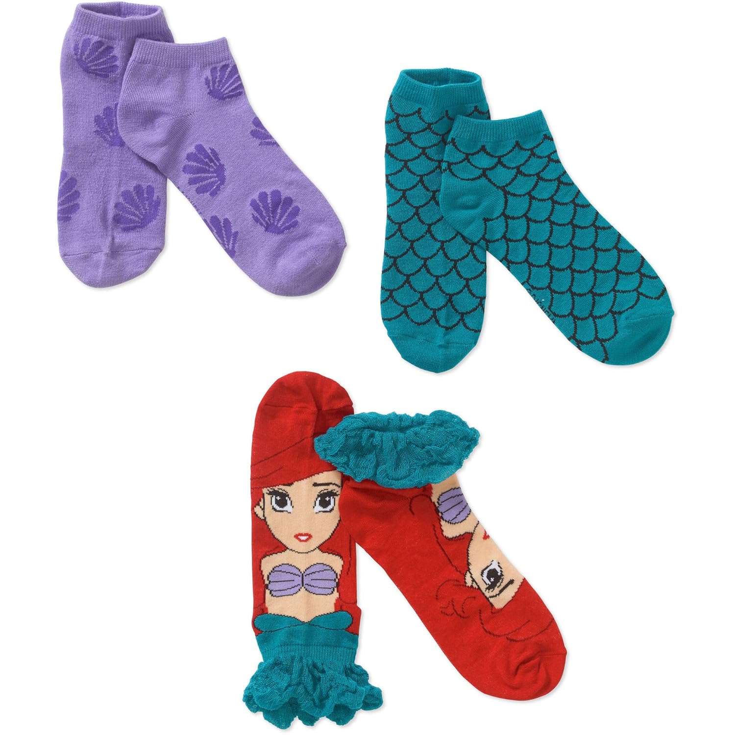 Disney The Little Mermaid Ariel 3 Pairs Ankle Socks Amazon.co.uk Clothing