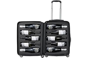 THE WINE SAVANT Wine Bottle Suitcase | Holds 10 Standard 750 ML Size Bottles | Universal Airplane Luggage Case, TSA Approved Wheeled Bag For Professionals and Consumers, Gift For Wine Lovers & Connoisseurs (24 IN)