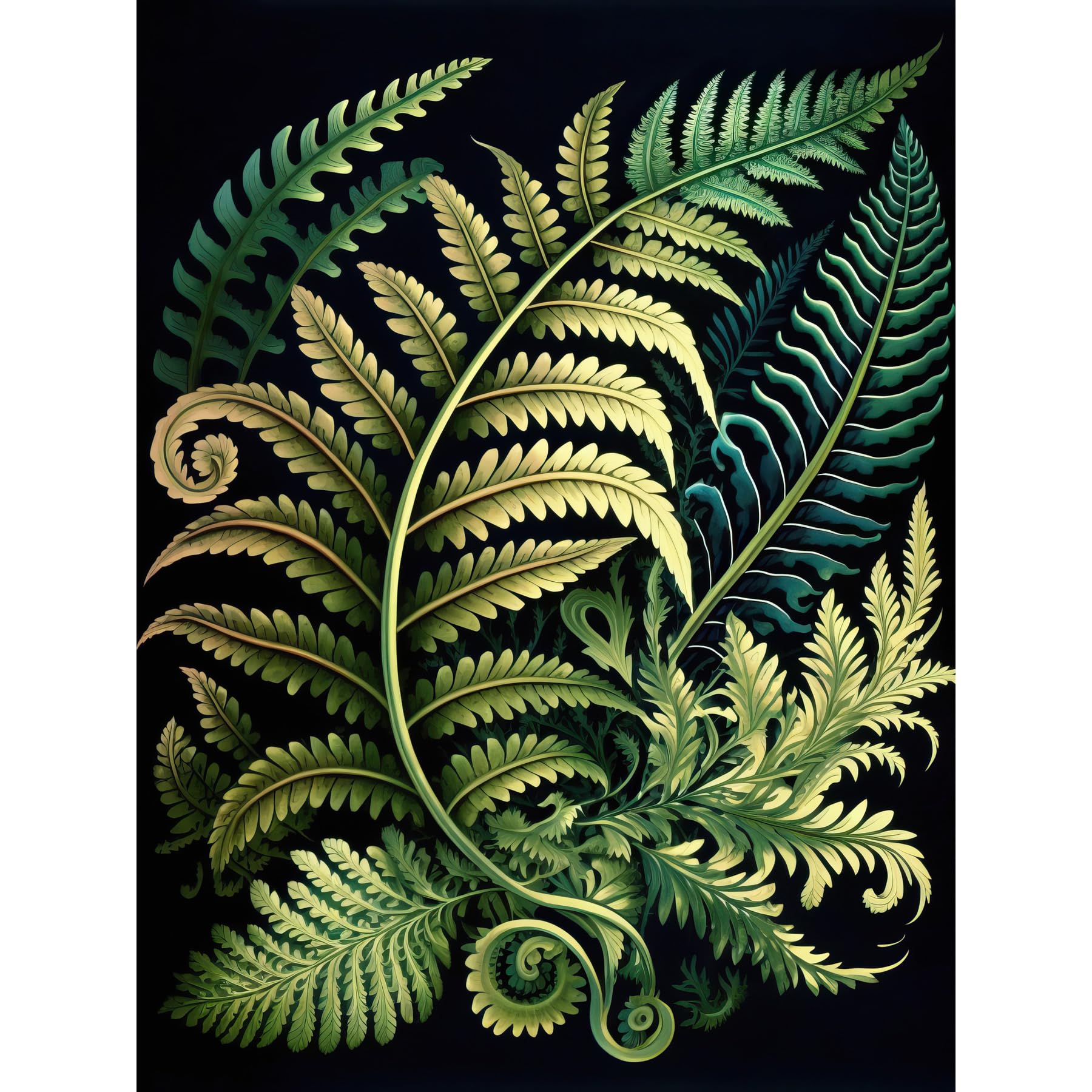 Artery8 Ernst Haeckel Style Fern Fronds Leaf Illustration Large Wall Art Poster Print Thick Paper 18X24 Inch