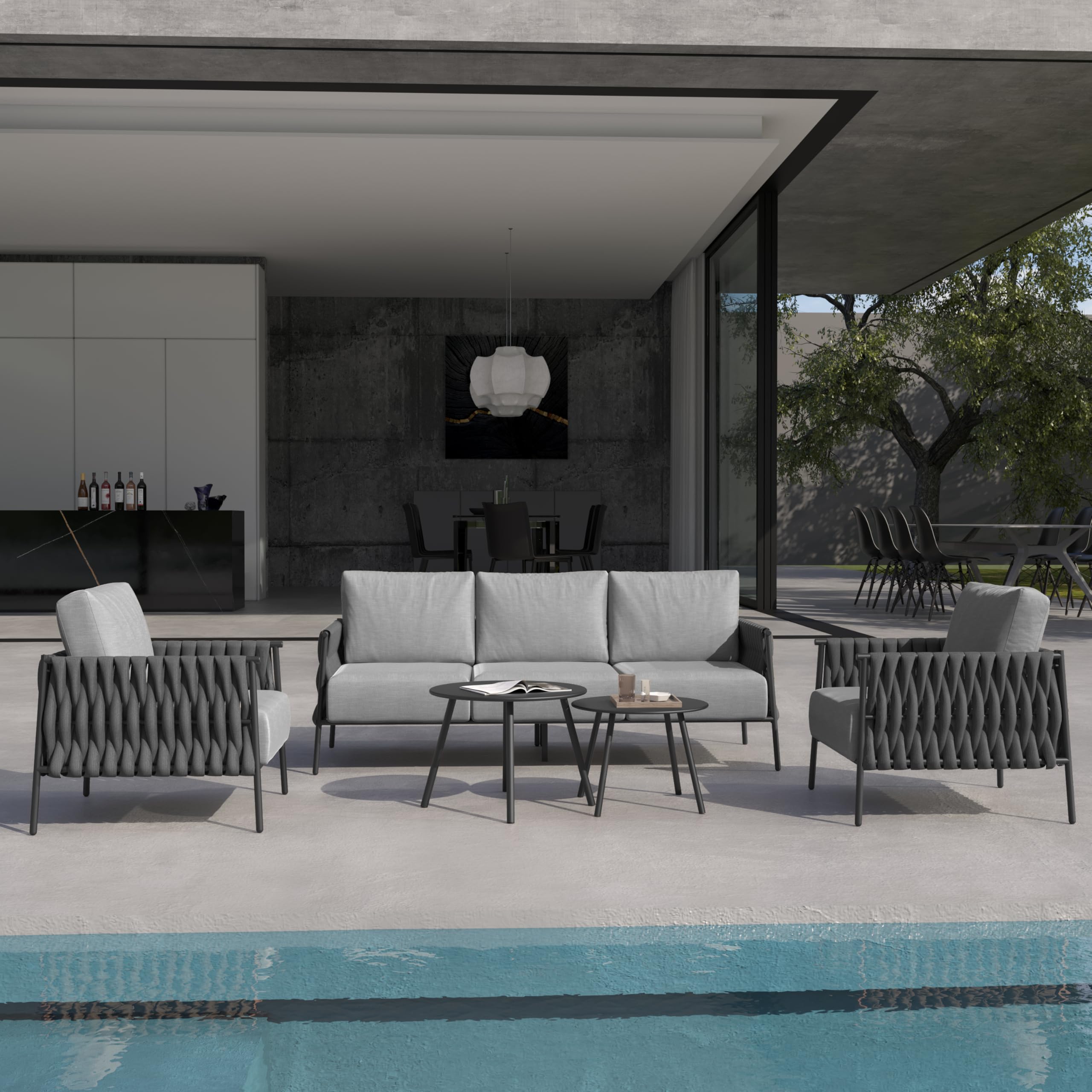 Photo 1 of **It's used; it's unknown if it's missing parts and if it works 100%.****EAST OAK 5-Piece Patio Furniture Set | Life Chatter 5-Seat Outdoor Furniture | Deep Seating & Two Coffee Tables | Waterproof Extra-Thick Cushions | Porch, Balcony & Backyard | Earth