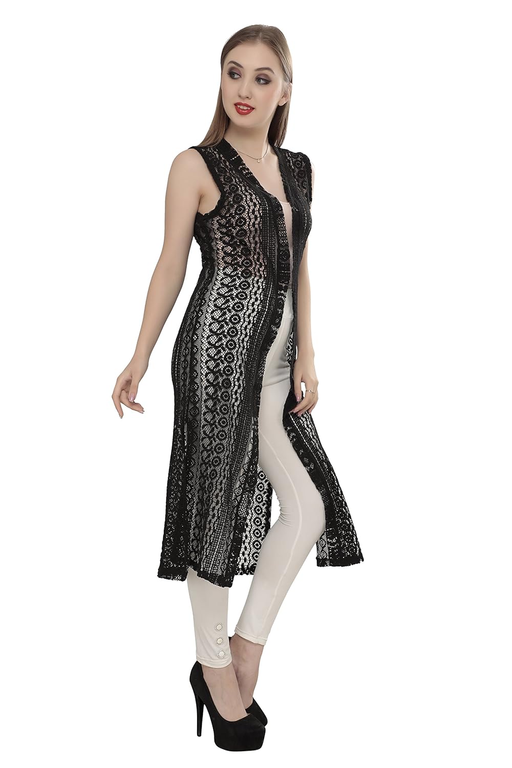 sweekash women long net shrug