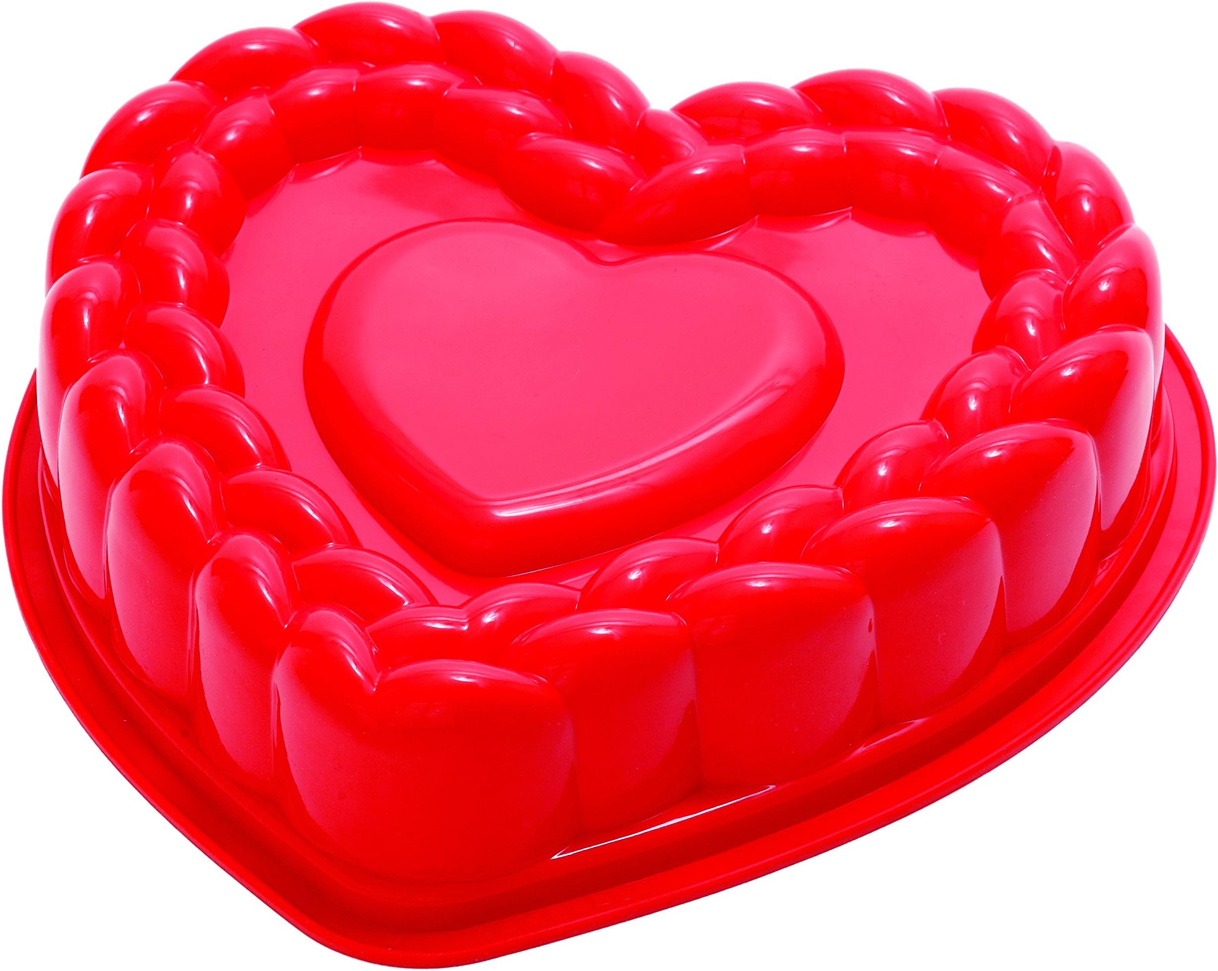 Pavoni FRT184RSA Platinum Silicone Braid Heart Cake Mould, Red