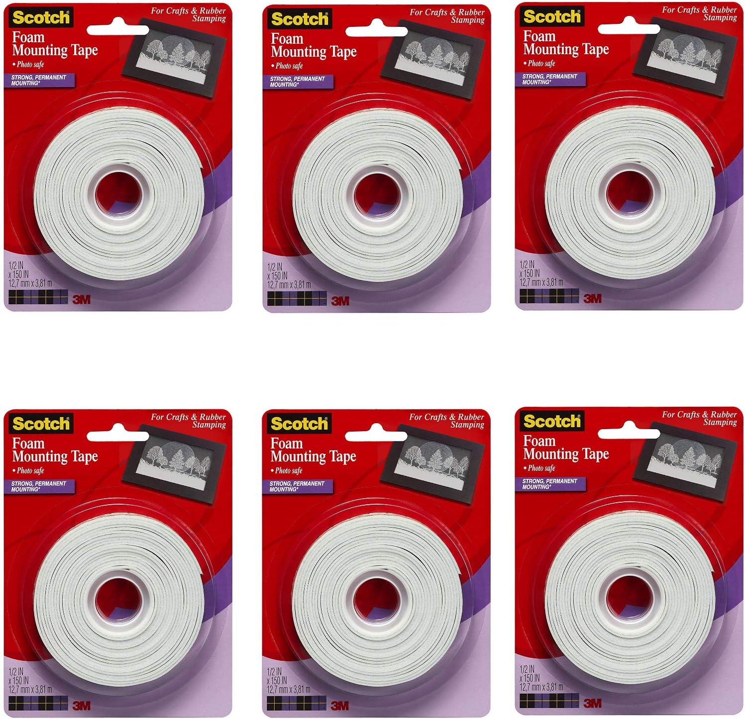 Scotch Brand 051131762718 Scotch Foam Mounting Tape, 1/2