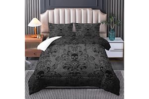 Tuzaovy Skull Bedding Set Queen Size,Goth Bedding Sets Queen with Comforter,Skull Comforter Set,Bohemian Bedding Queen Comforter Set,Gothic Bedding Decor Queen Comforter Set Western Boho Hippie