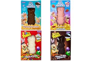 SNACKIVORE Rice Krispies, Fruity Pebbles, and Cocoa Pebbles Easter Chocolate Bunny 4 Pack. Easter Candy for Kids, Chocolate Bunny Candy, Chocolate Rabbit, Cocoa Krispies, Giant Chocolate Bunny