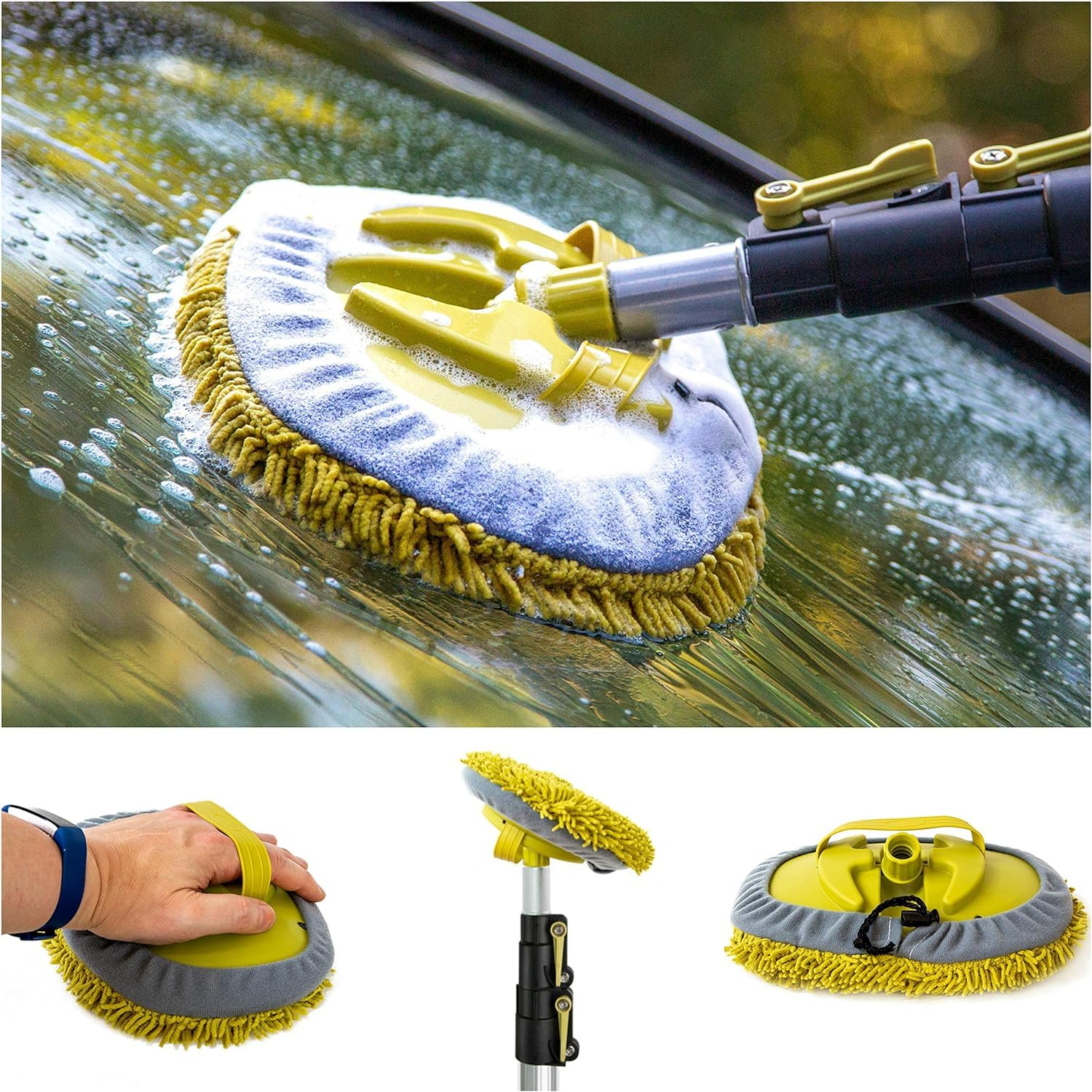 DOCA Car Wash Equipment - Car Wash Kit 5-12 Ft - Other Options Include Mop, Squeegee, Mitt, Soft Bristle Brush with or Without Long Handle Extension Pole
