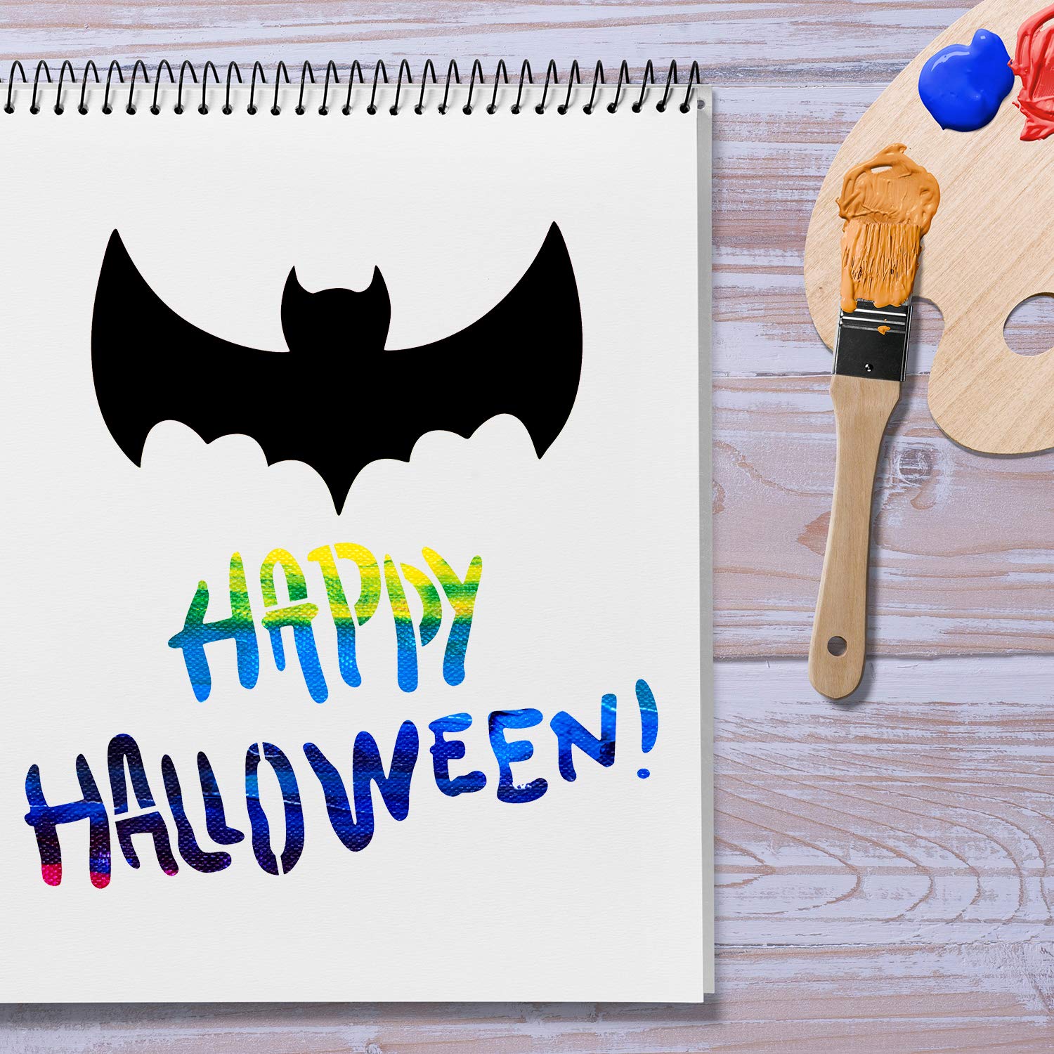 LLGLTEC 9 Pieces Halloween Stencils Template DIY Halloween Designs 7.9\'\'x7.9\'\' Extra Large Reusable Plastic Crafts for Painting on Wood, Paper, Fabric, Glass, Wall Art