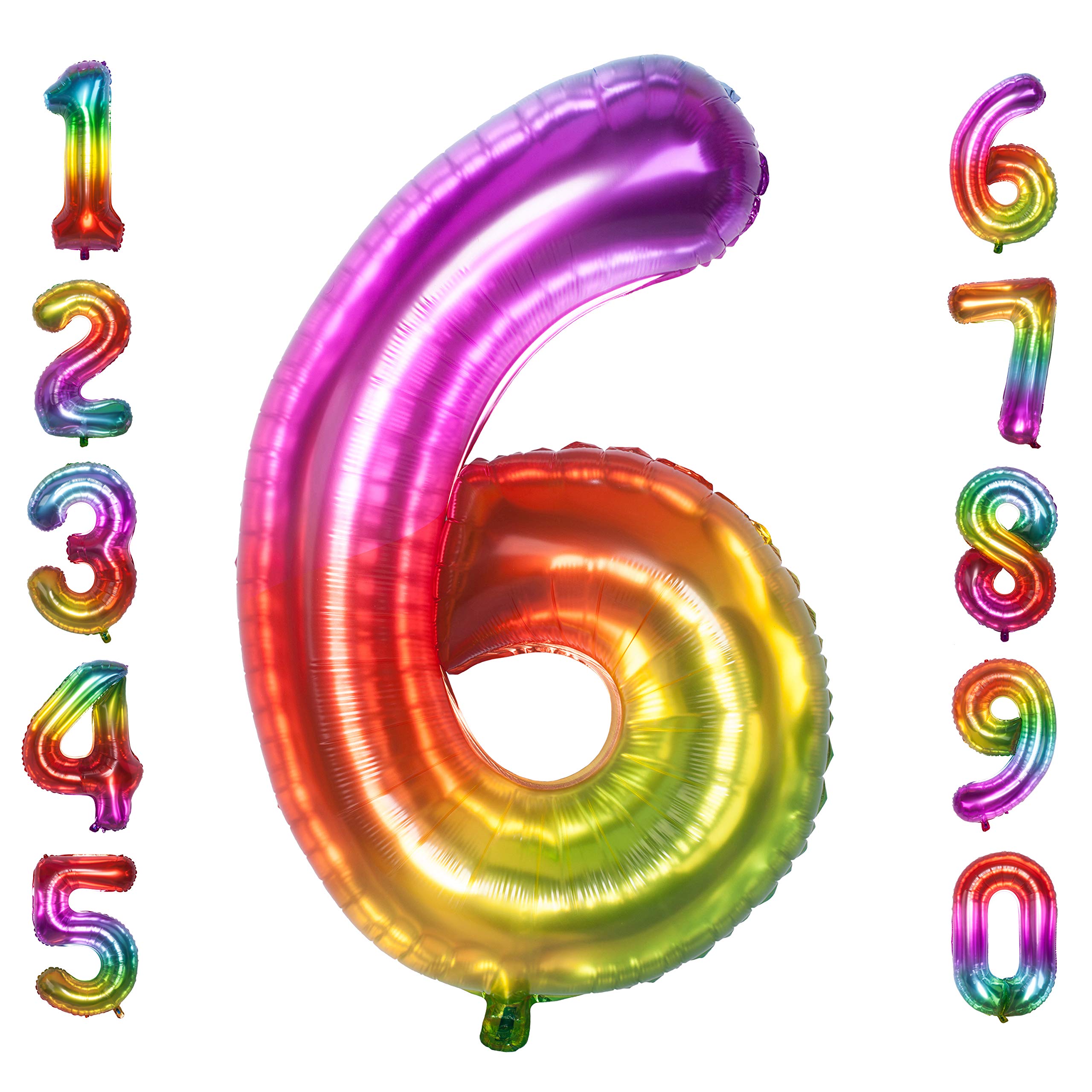 40 Inch Jelly Large Number Balloons Mylar Foil Big Number 6 Giant Helium Balloon Birthday Party Decoration