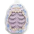 MIKIWI Manga Lashes Natural Look Japanese Style False Eyelashes 4 Pairs Spiky Anime Lashes Clear Band Cosplay Eyelashes