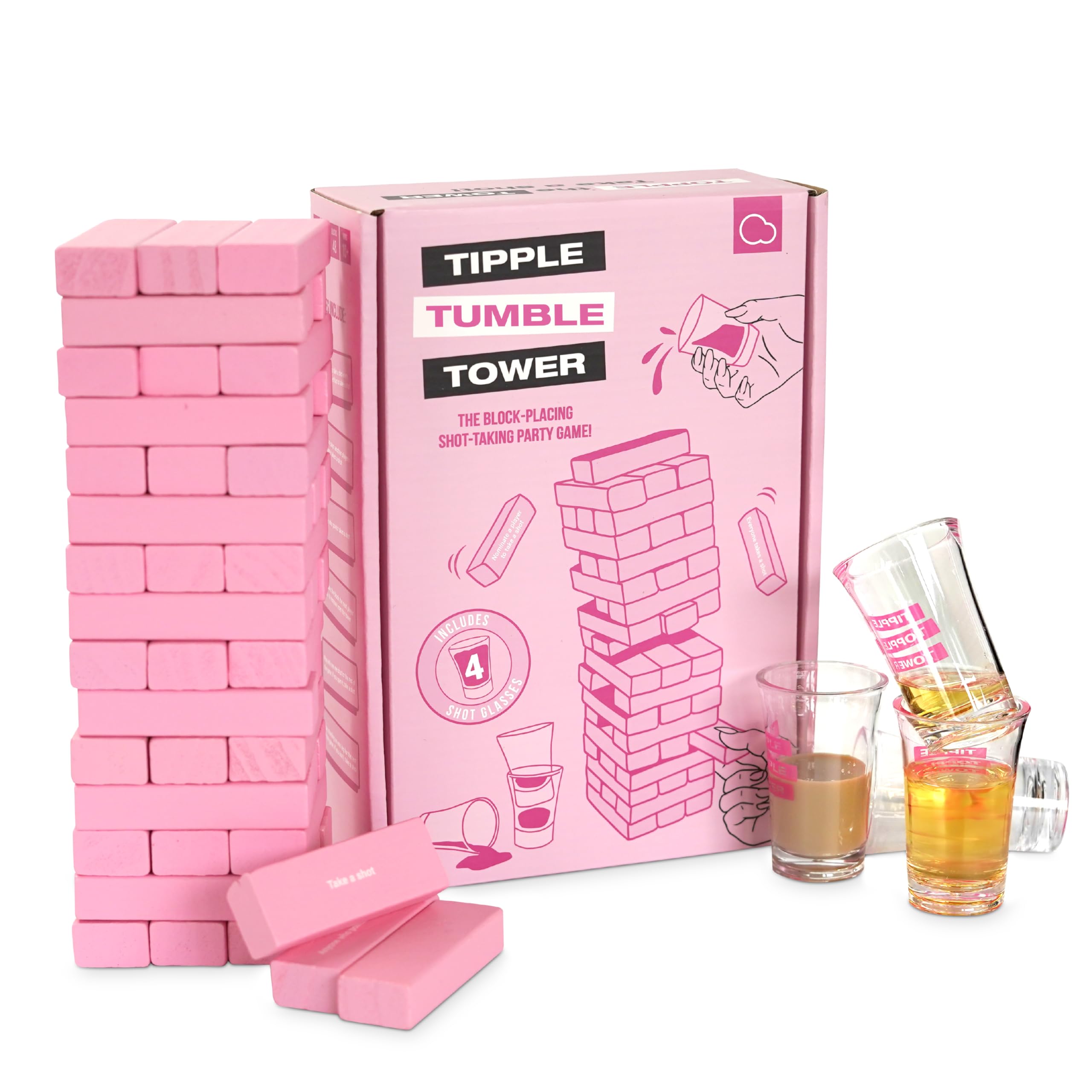 Bubblegum Stuff - Tipple Topple Tower - Drinking Games For Adults, Hen Party, Fun Games, Girls Night Party, Adult - Ages 18+