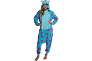 SEVEN TIMES SIX Disney Monsters Inc. Adult Sulley Kigurumi Sherpa Fleece Cosplay Costume One Piece Union Suit
