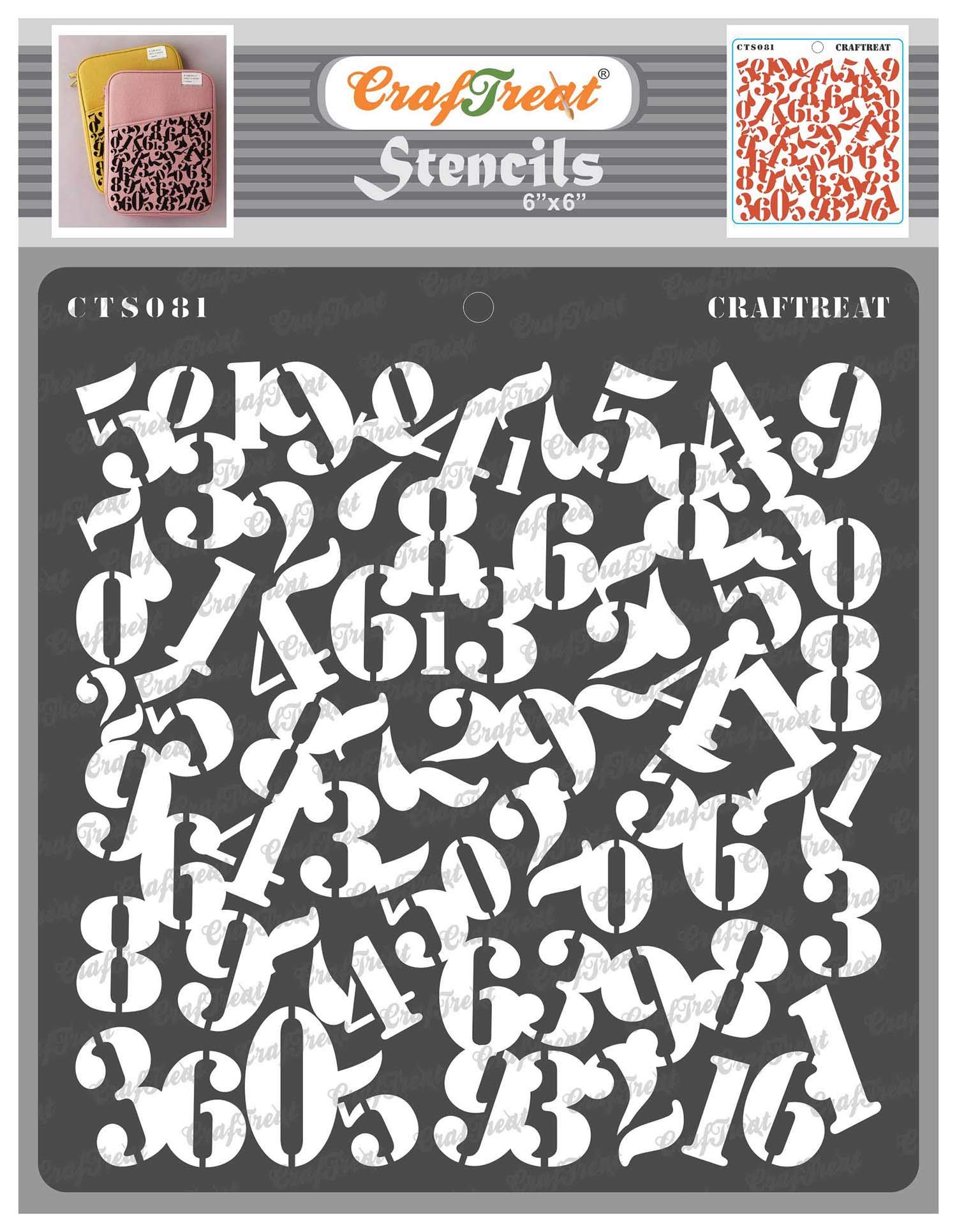 CrafTreat Number Stencils for Painting on Wood, Canvas, Paper, Fabric and Tile - Numeric Stencils - 6x6 Inches - Reusable DIY Art and Craft Stencils for Painting Numbers - Number Template Stencil