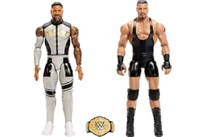 Mattel WWE Main Event Showdown Action Figures 2-Pack with Accessory, Series #25 Bron Breakker vs Jey USO Collectible Set, 6-i