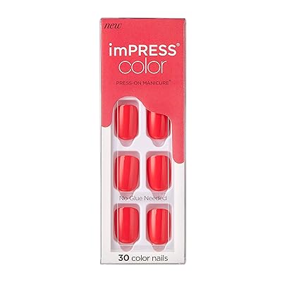 KISS imPRESS Color Press-on Manicure - Corally Crazy, Short