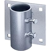 Joewuzun Heavy-Duty Stationary Side Leg Pipe Holder for Boat Dock - Galvanized Finish, Metal, Pole Mount