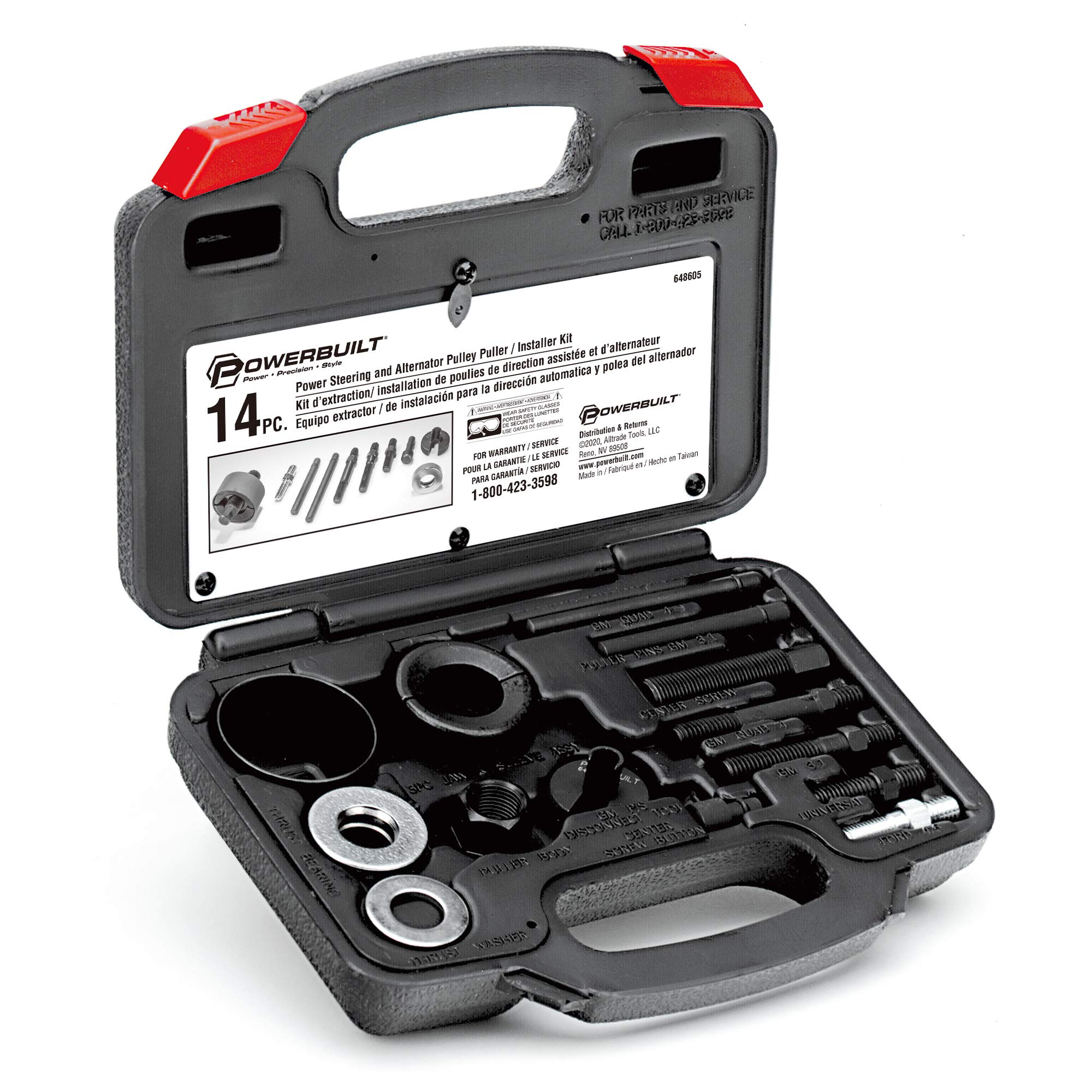Photo 1 of Powerbuilt Power Steering and Alternator Pulley Remove and Install Tool Set, Replace Vehicle Steering Pump, Car Repair Tools, Storage Case - 648605