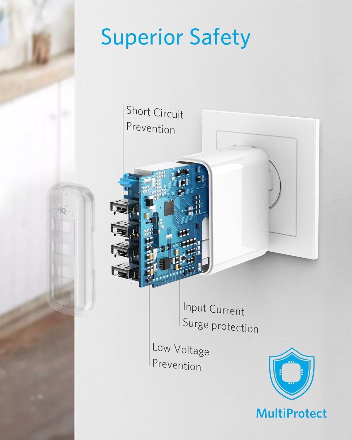 Anker 40W 4-Port USB Wall Charger with Foldable Plug, PowerPort 4 for iPhone 11/XS/XS Max/XR/X/8/7/6/Plus, iPad Pro/Air 2/Mini 4/3, Galaxy/Note/Edge, LG, Nexus, HTC, and More