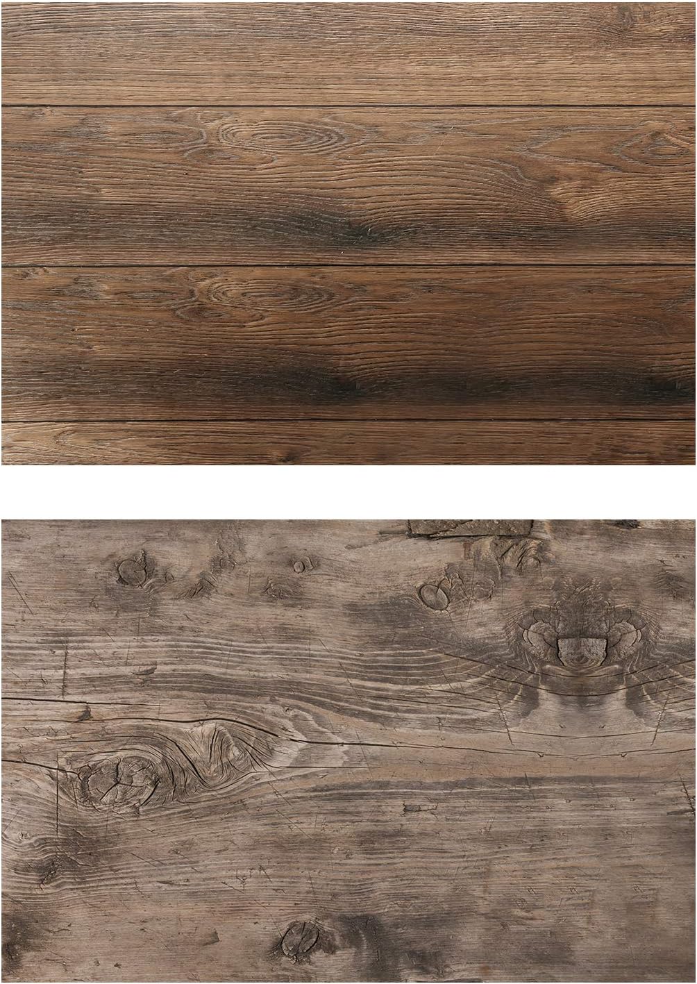 Muzi 32.6''X21.6''(83x55cm) 2 in 1 Seamless Wooden Background Brown Wood Texture Photography Backdrops Double Sided Paper Board for Food, Jewelry Photo Shoot Props DP-159