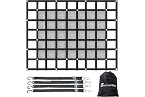 SURMOUNT WAY Surmountway Heavy Duty Cargo Net with Mesh (72" x 57"), 1100LBS Capacity, Adjustable Cam Buckles & S-Hooks for Trucks & Trailers